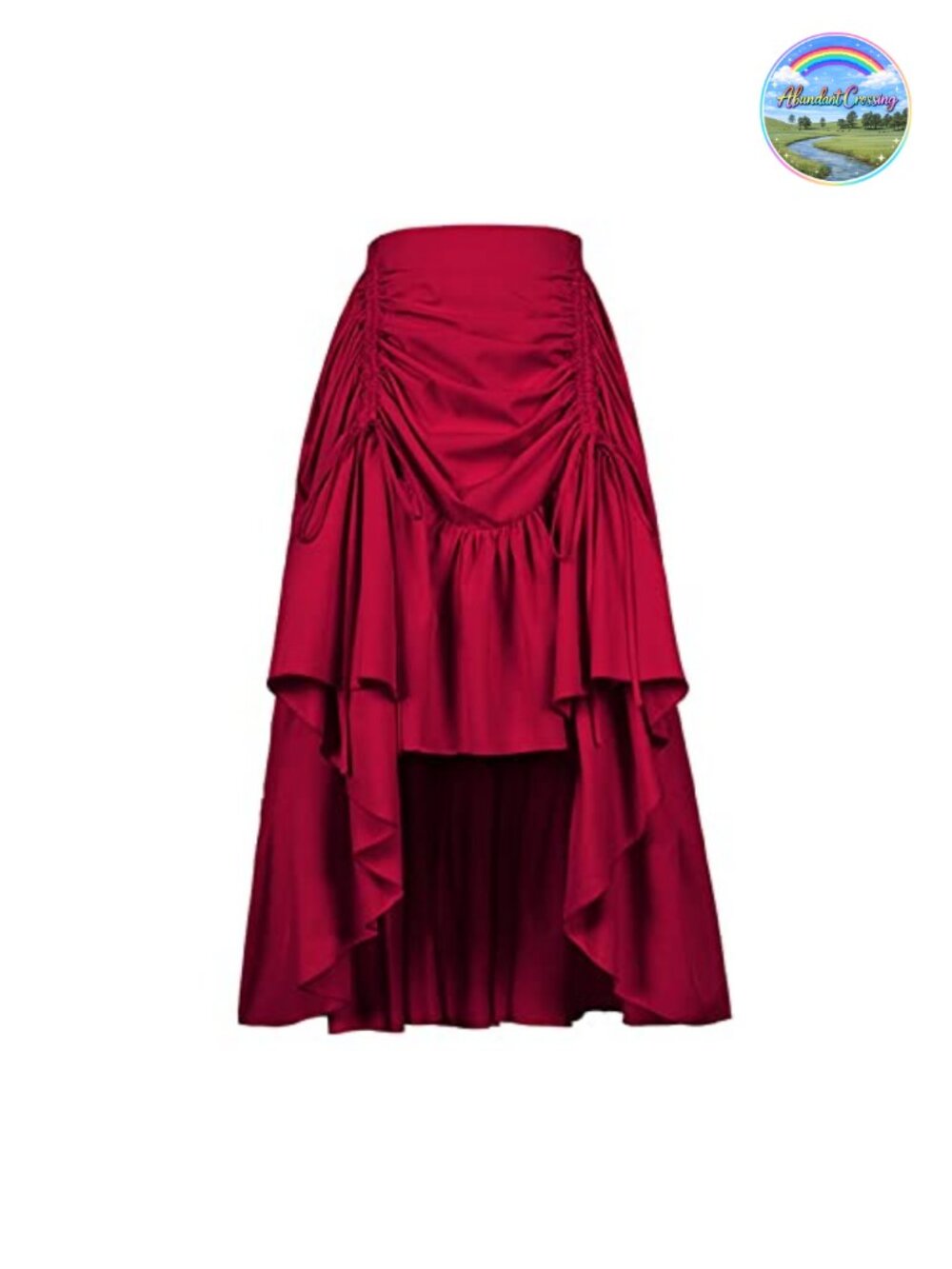 Victorian Steampunk High Low Renaissance Skirt Elastic Waist Polyester